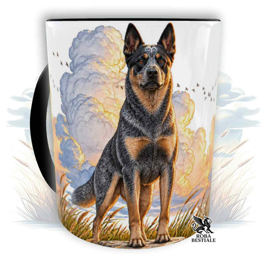 Mug CITATIONS "RÊVE" - BOUVIER AUSTRALIEN Bleu - En céramique, avec anse et intérieur de différentes couleurs - 330 ml