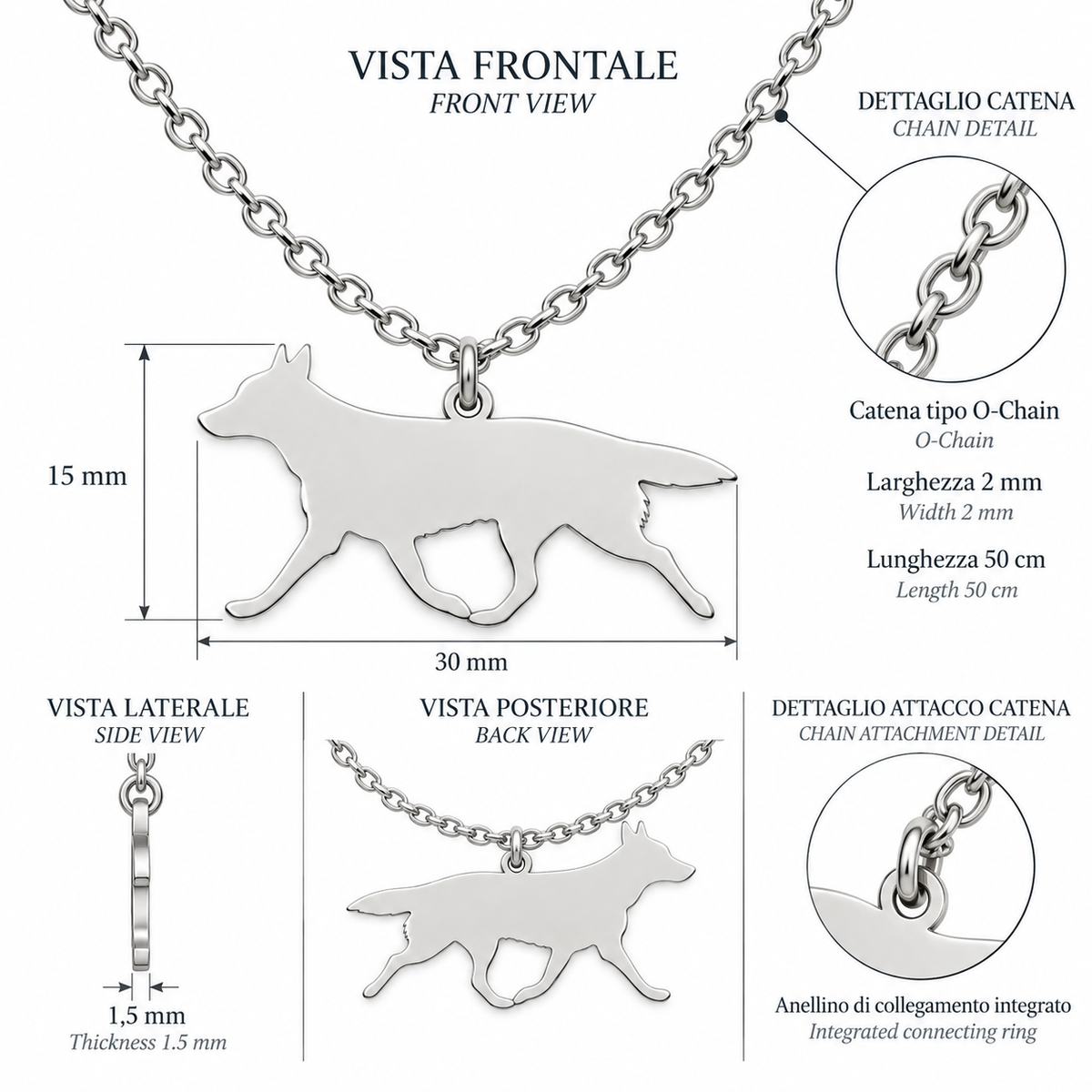 Collana AUSTRALIAN CATTLE DOG - Collezione Silhouette by Kira Pet Jewelry