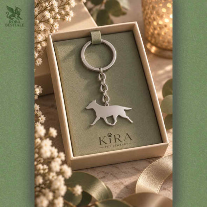 Porte-clés KIRA PET JEWELRY - AUSTRALIAN CATTLE DOG - En acier inoxydable avec pendentif bijou