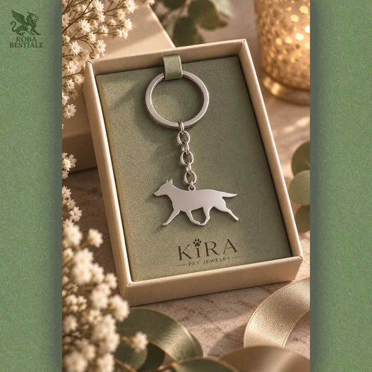 Porte-clés KIRA PET JEWELRY - AUSTRALIAN CATTLE DOG - En acier inoxydable avec pendentif bijou