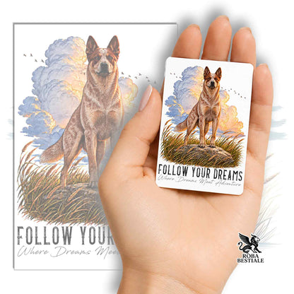Magnet QUOTES "DREAM" - BOUVIER D'AUSTRALIE Rouge - en MDF, 7x5 cm