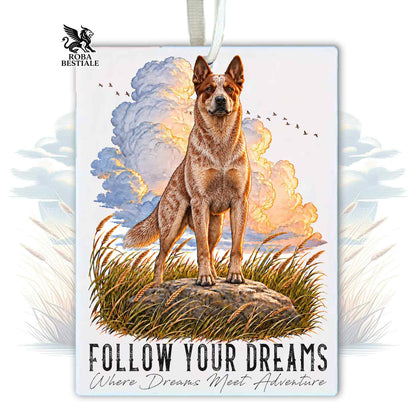 Désodorisant Voiture QUOTES "DREAM" - BOUVIER AUSTRALIEN Rouge - En feutrine, avec cordon - 7,5 x 10 cm