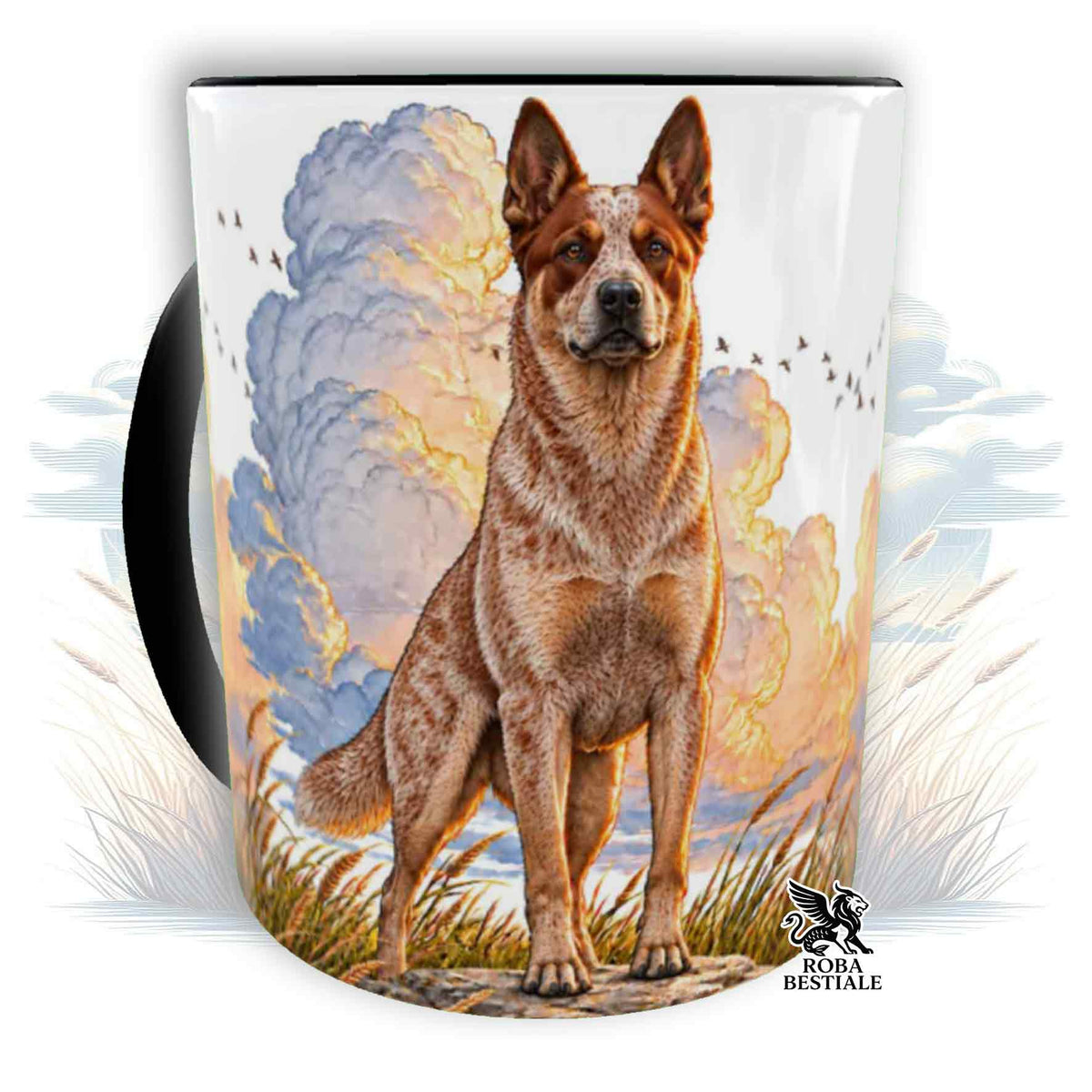 Tasse CITATIONS "RÊVE" - BOUVIER AUSTRALIEN Rouge - En Céramique, avec anse et intérieur de différentes couleurs - 330 ml