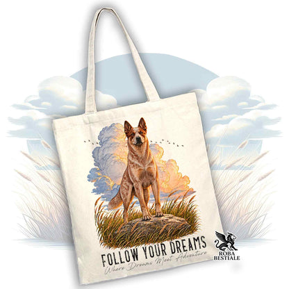 Sac fourre-tout "DREAM" - Bouvier Australien Rouge - Plusieurs coloris disponibles, 100% Coton