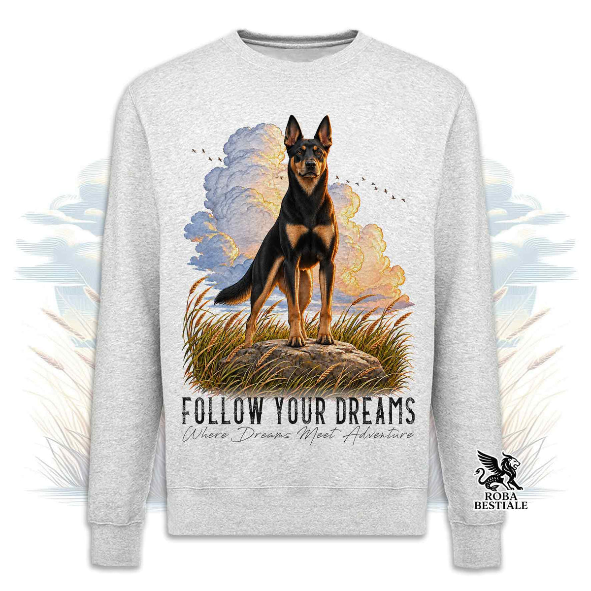 Felpa AUSTRALIAN KELPIE Nero Focato - Girocollo - Collezione Dream