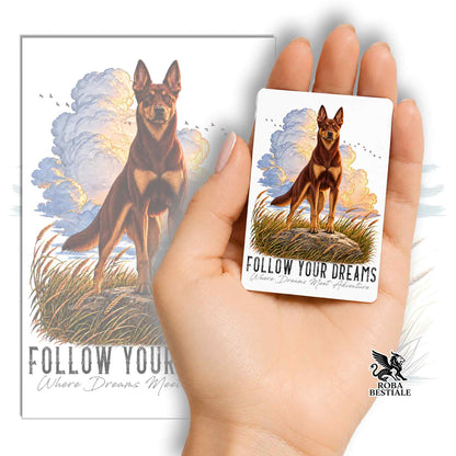 Aimant QUOTES "RÊVE" - KELPIE AUSTRALIEN Chocolat - en MDF, 7x5 cm