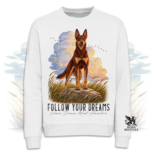 Sweat-shirt d'hiver CITATIONS "DREAM" - KELPIE AUSTRALIEN Chocolat - Col rond, Unisexe - Blanc cassé, Blanc ou Gris - du XS au 3XL