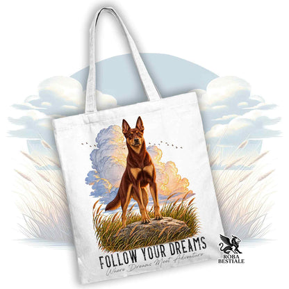Shopper QUOTES "DREAM" - KELPIE AUSTRALIEN Chocolat - Plusieurs couleurs disponibles, 100% Coton