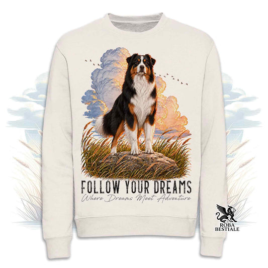 Felpa AUSTRALIAN SHEPHERD Black Tricolor - Girocollo - Collezione Dream