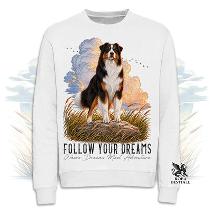Felpa AUSTRALIAN SHEPHERD Black Tricolor - Girocollo - Collezione Dream