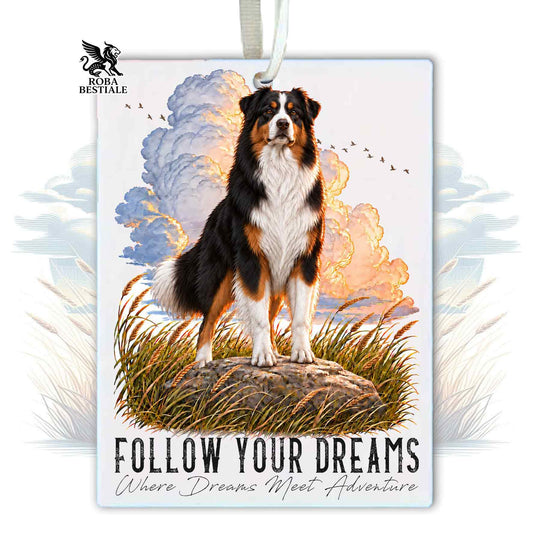 Profumatore appeso con illustrazione di cane tricolore nero, bianco e marrone