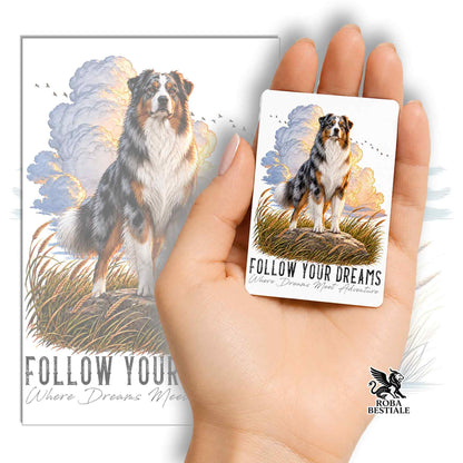 Magnet QUOTES "RÊVE" - BERGER AUSTRALIEN Blue Merle - en MDF, 7x5 cm