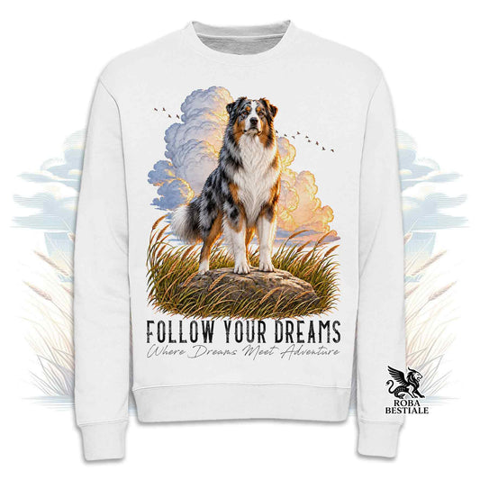 Felpa AUSTRALIAN SHEPHERD Blue Merle - Girocollo - Collezione Dream
