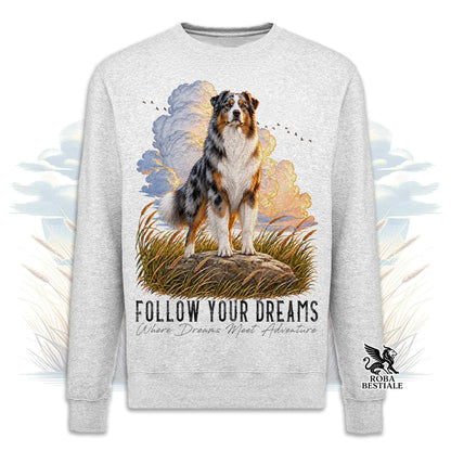 Felpa AUSTRALIAN SHEPHERD Blue Merle - Girocollo - Collezione Dream
