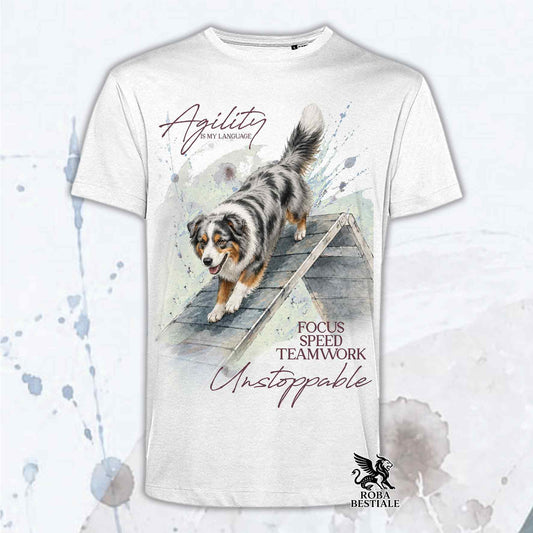 T-Shirt AUSTRALIAN SHEPHERD Blue Merle - Collezione A-Frame Agility