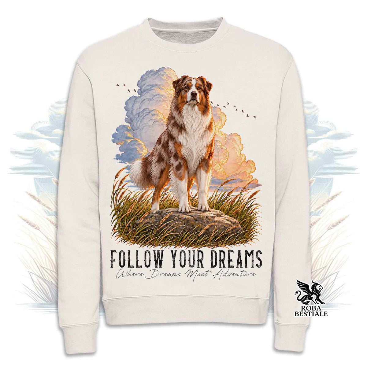 Felpa AUSTRALIAN SHEPHERD Red Merle - Girocollo - Collezione Dream