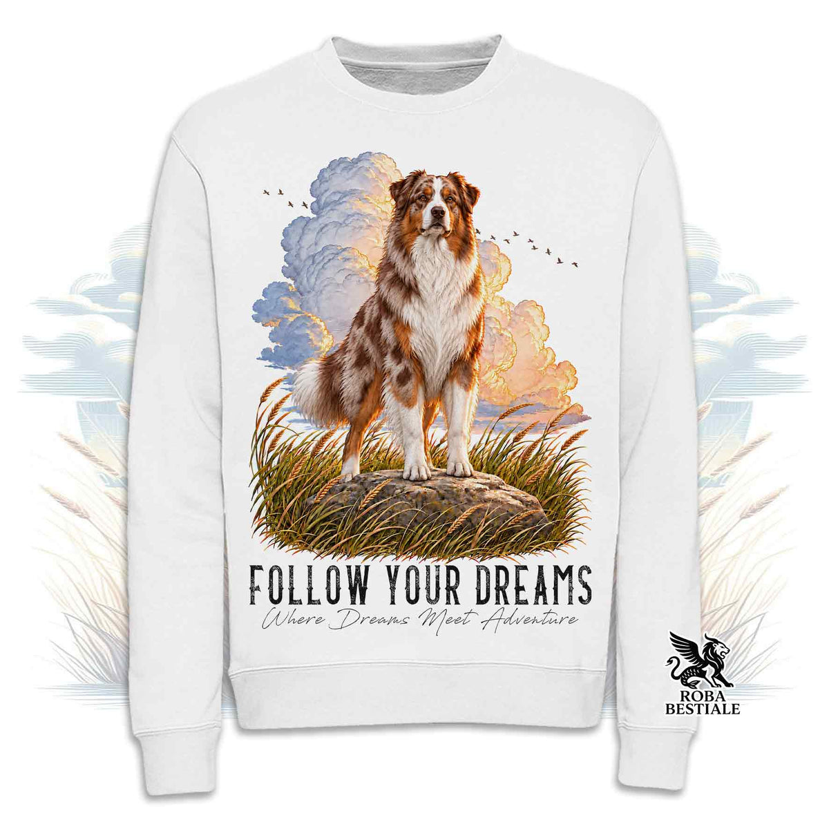 Felpa AUSTRALIAN SHEPHERD Red Merle - Girocollo - Collezione Dream