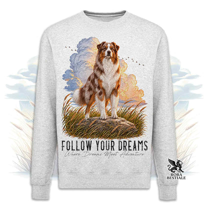 Felpa AUSTRALIAN SHEPHERD Red Merle - Girocollo - Collezione Dream