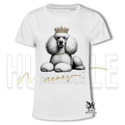T-shirt stampata con Barbone grande mole bianco, colore bianco con grafica Never Humble