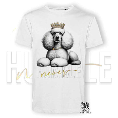 T-shirt stampata con Barbone grande mole bianco, colore bianco con grafica Never Humble