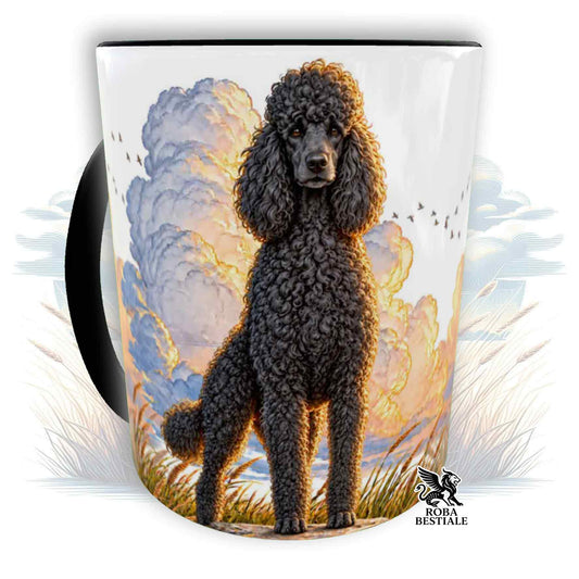 "DREAM" QUOTES Mug - Large Black Poodle - Ceramic, with handle and interior in various colors - 330 ml