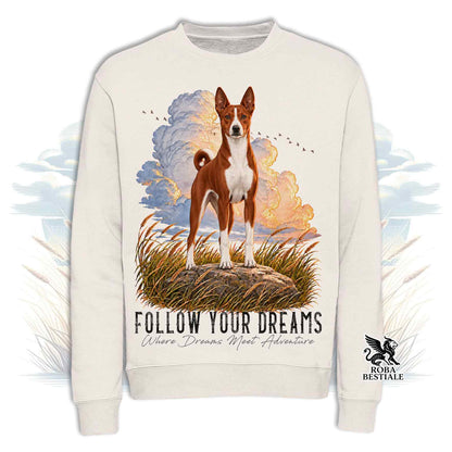 Felpa BASENJI Bianco e Rosso - Girocollo - Collezione Dream