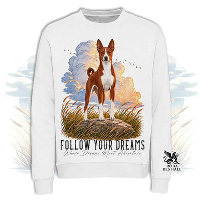 Felpa BASENJI Bianco e Rosso - Girocollo - Collezione Dream