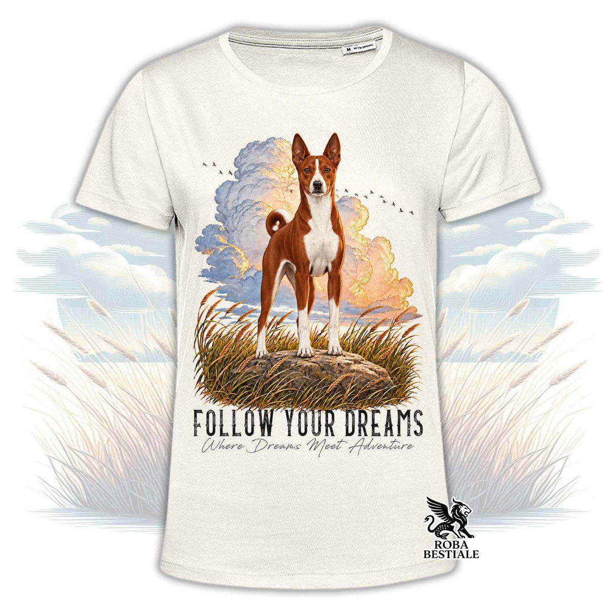 T-Shirt BASENJI Bianco e Rosso - Collezione Dream