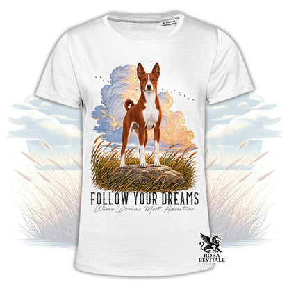 T-Shirt BASENJI Bianco e Rosso - Collezione Dream