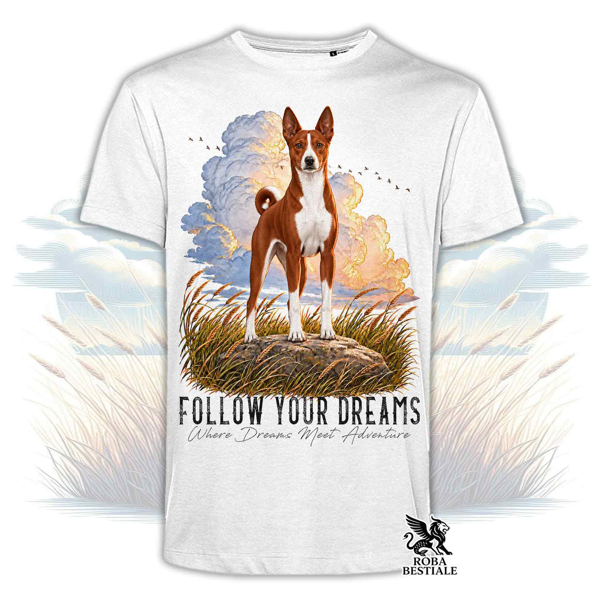 T-Shirt BASENJI Bianco e Rosso - Collezione Dream