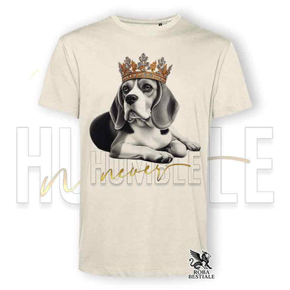 T-shirt stampata con un Beagle, colore beige con grafica Never Humble