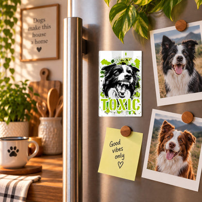 Calamita in MDF con la stampa di un Border Collie. Idea regalo per amanti dei cani, da Roba Bestiale