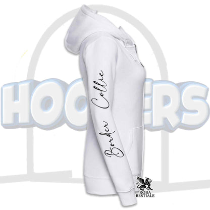 Felpa BORDER COLLIE Bianco e Nero - Cappuccio e Cerniera - Collezione Hoopers Player