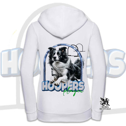 Felpa BORDER COLLIE Bianco e Nero - Cappuccio e Cerniera - Collezione Hoopers Player