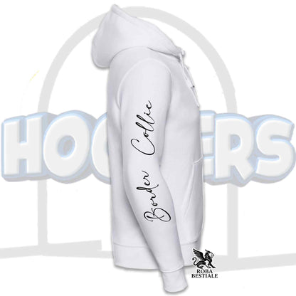 Felpa BORDER COLLIE Bianco e Nero - Cappuccio e Cerniera - Collezione Hoopers Player