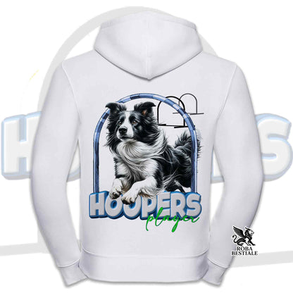 Felpa BORDER COLLIE Bianco e Nero - Cappuccio e Cerniera - Collezione Hoopers Player