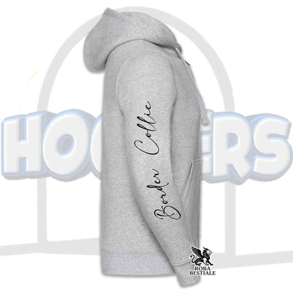 Felpa BORDER COLLIE Bianco e Nero - Cappuccio e Cerniera - Collezione Hoopers Player