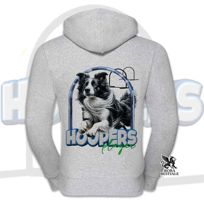 Felpa BORDER COLLIE Bianco e Nero - Cappuccio e Cerniera - Collezione Hoopers Player