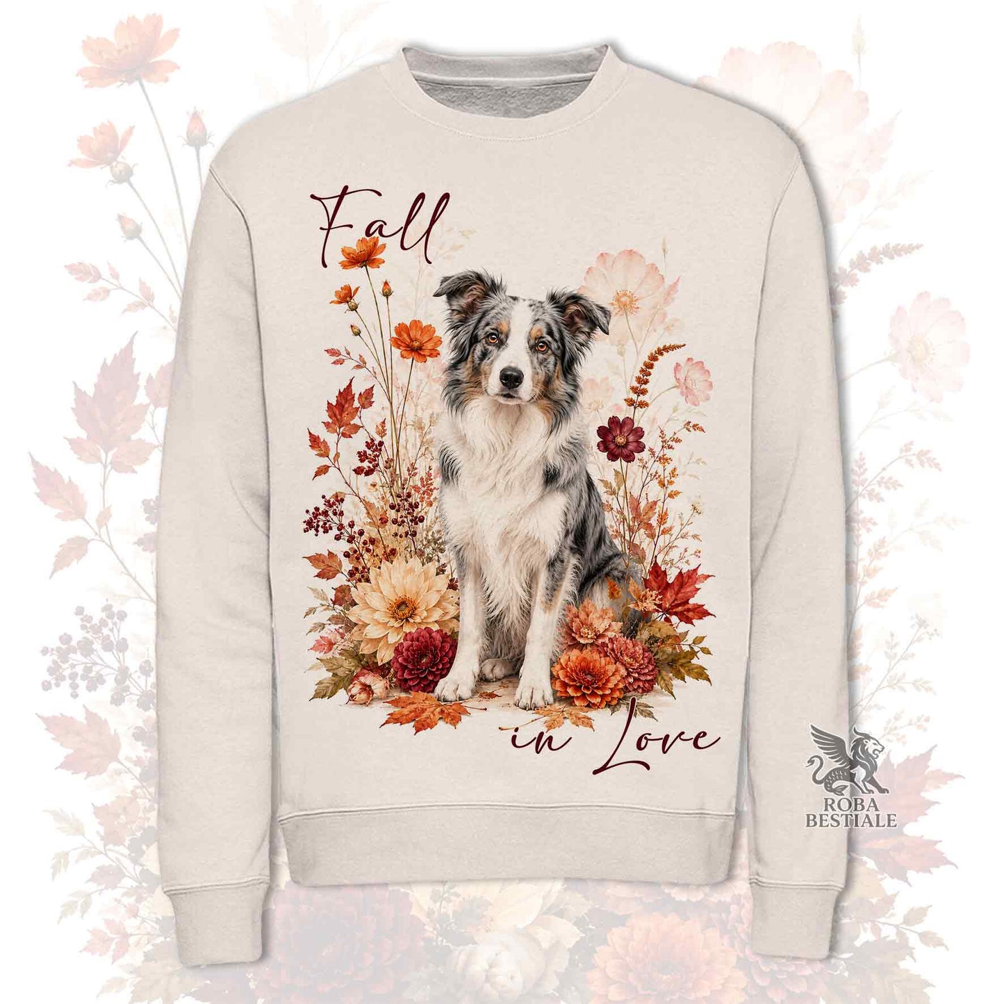 Felpa BORDER COLLIE Blue Merle - Girocollo - Collezione Fall...in Love