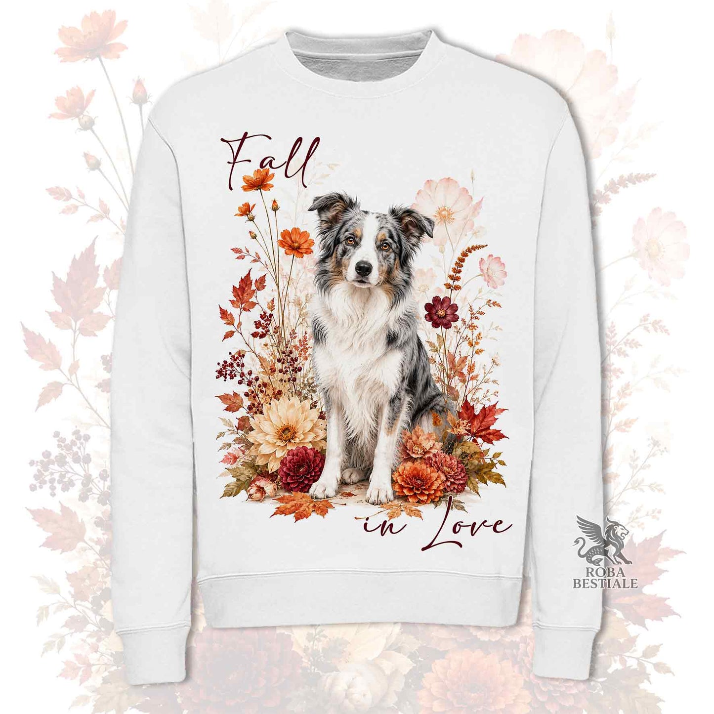 Felpa BORDER COLLIE Blue Merle - Girocollo - Collezione Fall...in Love