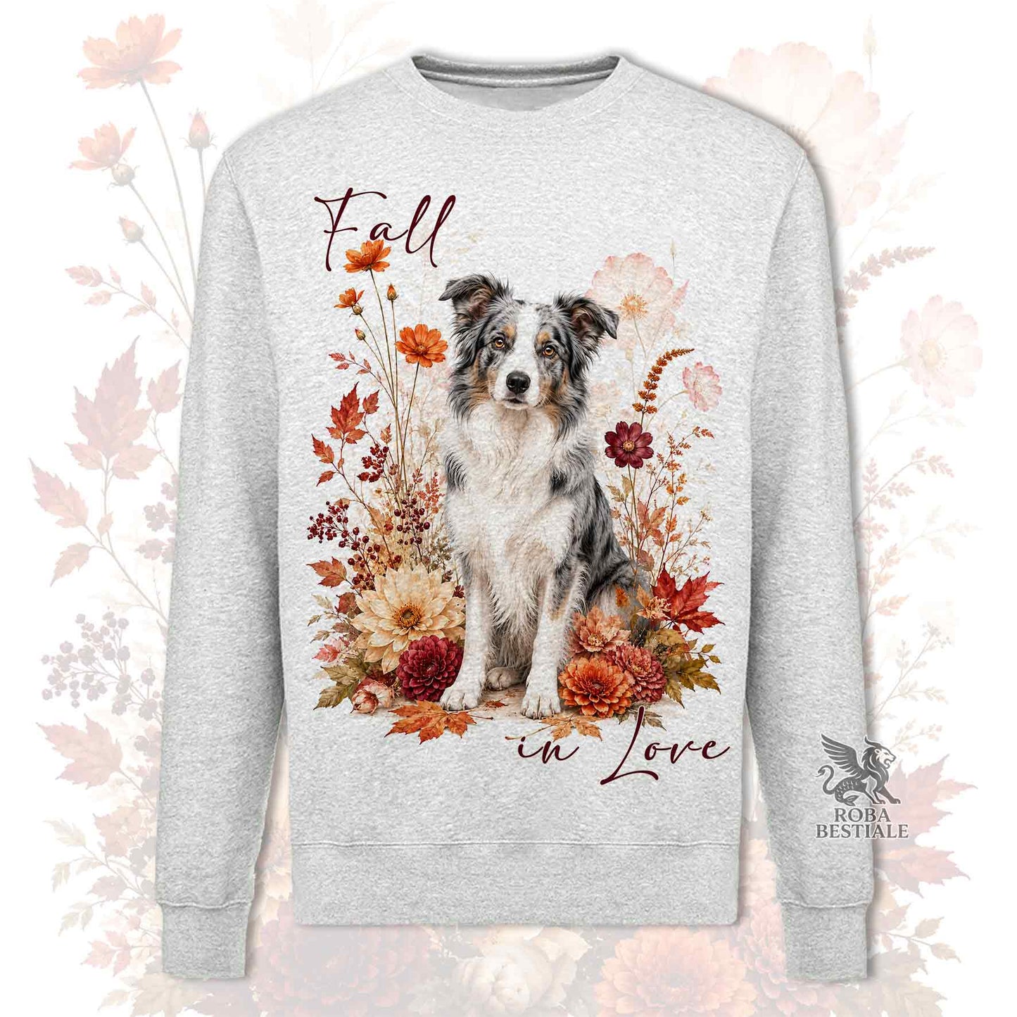 Felpa BORDER COLLIE Blue Merle - Girocollo - Collezione Fall...in Love