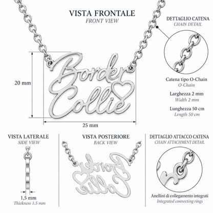 Collana BORDER COLLIE - Collezione Cuoricino by Kira Pet Jewelry