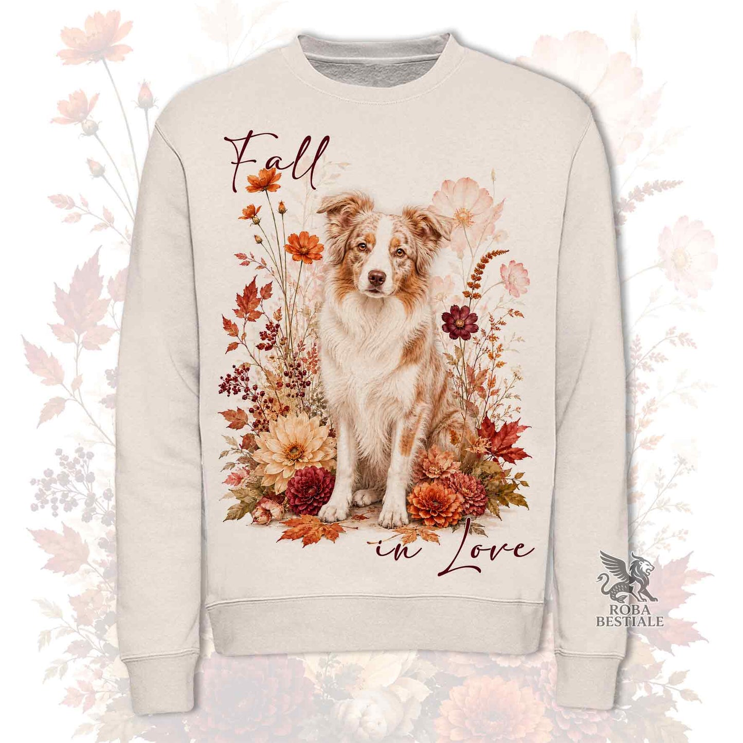 Felpa BORDER COLLIE Red Merle - Girocollo - Collezione Fall...in Love