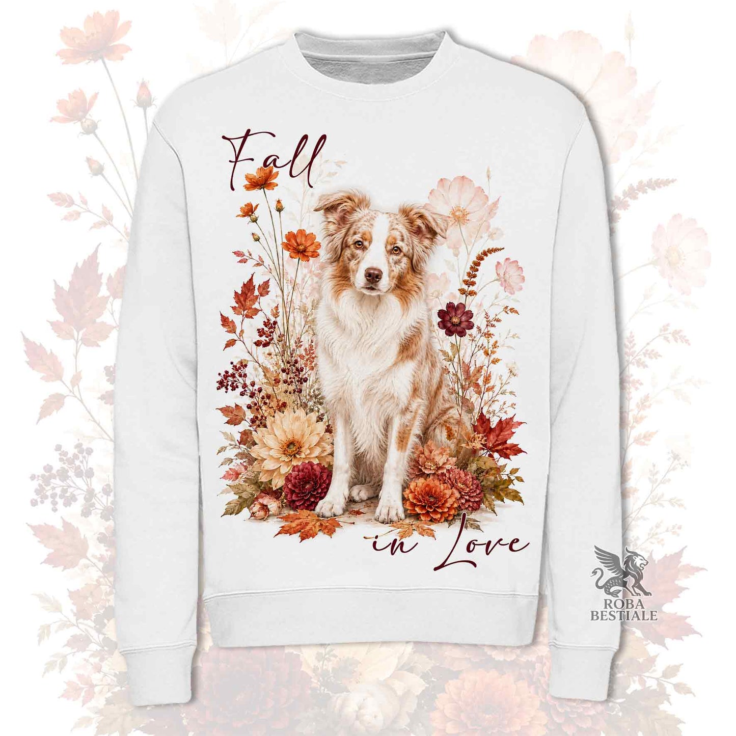 Felpa BORDER COLLIE Red Merle - Girocollo - Collezione Fall...in Love