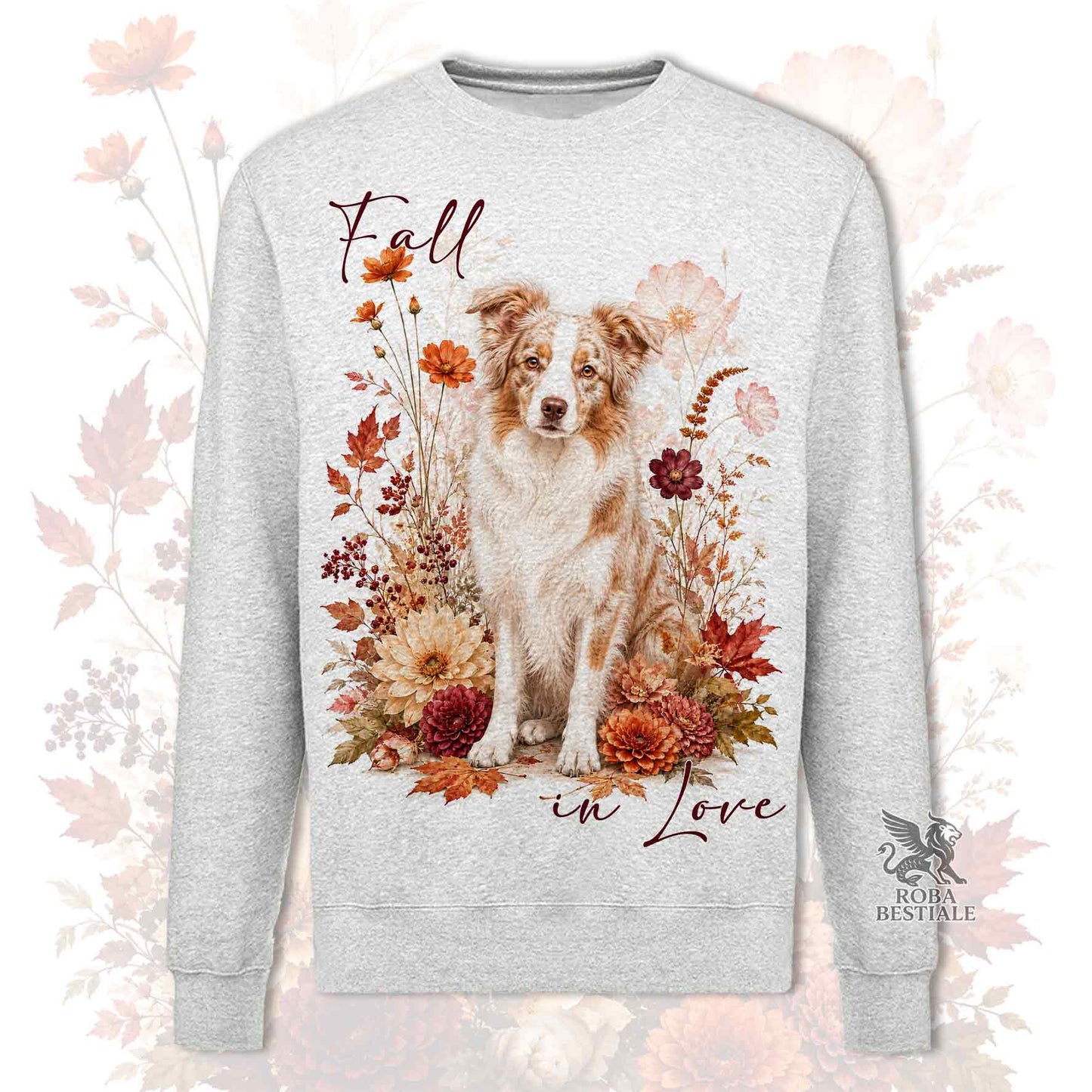 Felpa BORDER COLLIE Red Merle - Girocollo - Collezione Fall...in Love