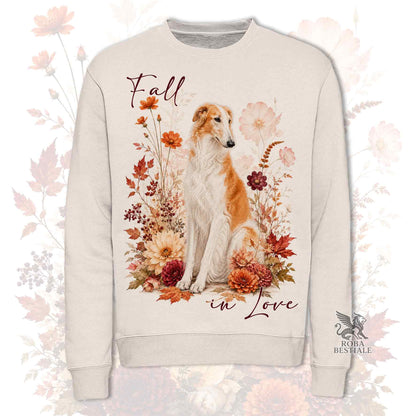Felpa BORZOI Bianco e Arancio - Girocollo - Collezione Fall...in Love