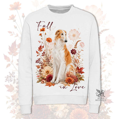 Felpa BORZOI Bianco e Arancio - Girocollo - Collezione Fall...in Love