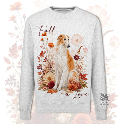 Felpa BORZOI Bianco e Arancio - Girocollo - Collezione Fall...in Love