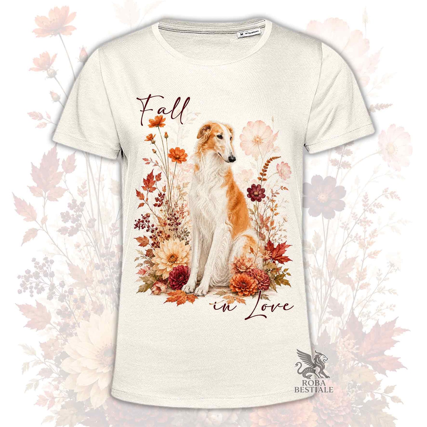 T-Shirt BORZOI Bianco e Arancio - Collezione Fall...in Love