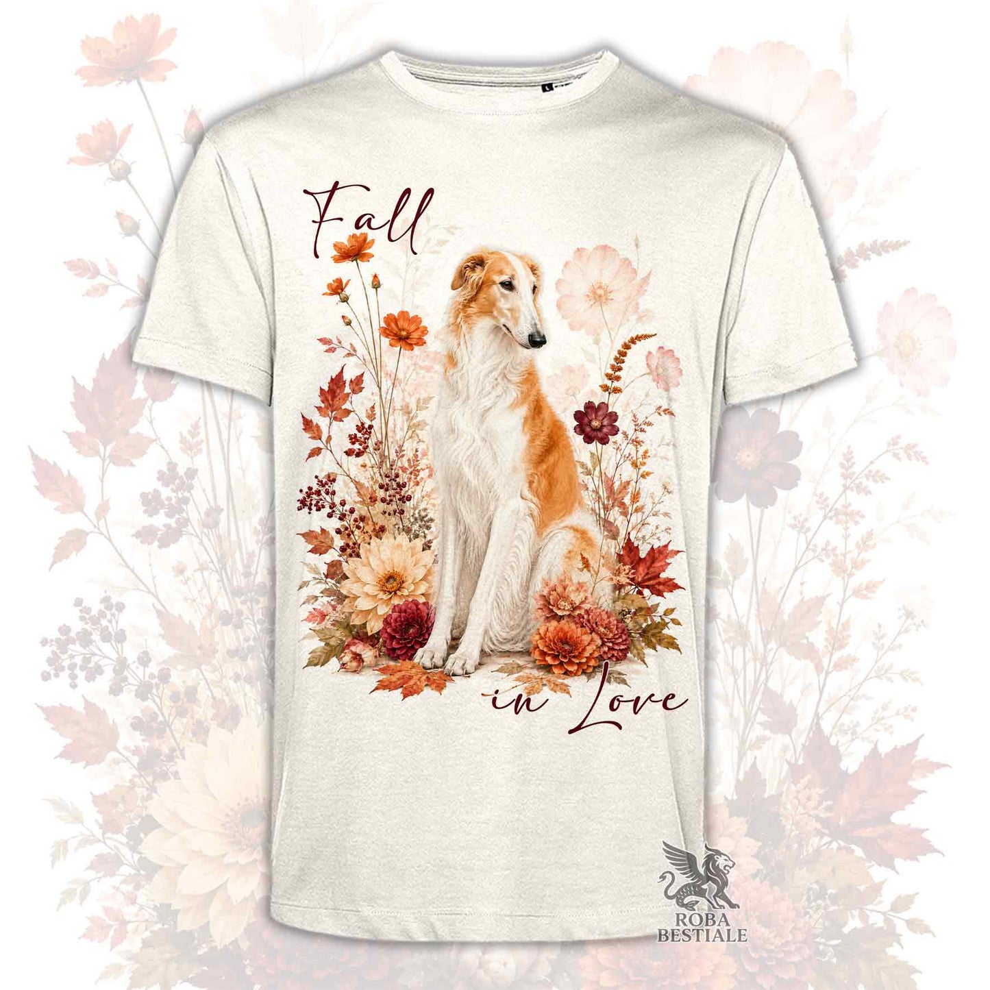 T-Shirt BORZOI Bianco e Arancio - Collezione Fall...in Love